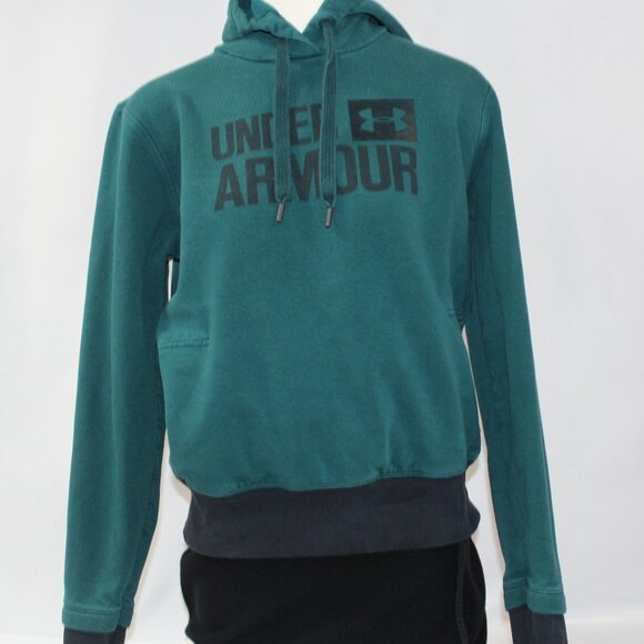Under Armor‎ Threadborne Green Sweatshirt Hoodie with Zipper Pockets Size M - Picture 1 of 9